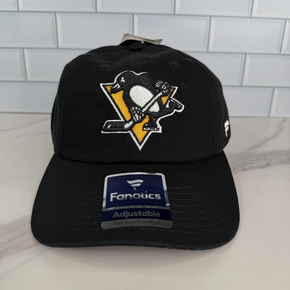 Pittsburgh Penguins Hat Cap Strap Back Mens‎ One Size Black NHL Hockey Fanatics
